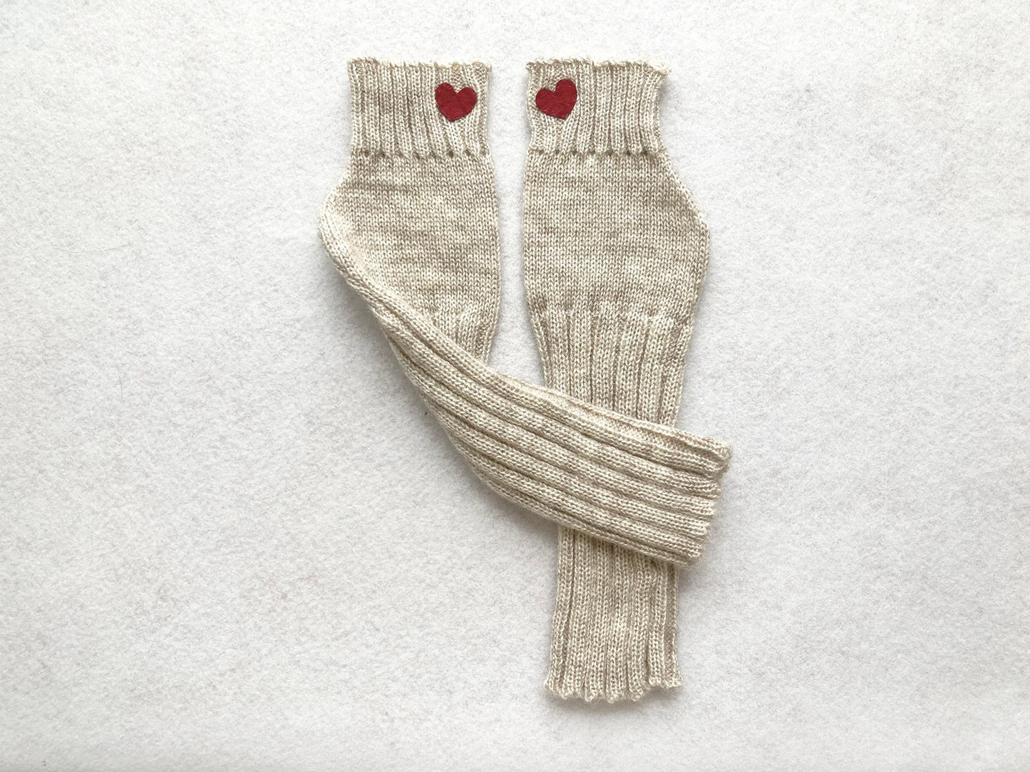 Long Arm Warmers with Burgundy Hearts, Fingerless Heart Gloves, Unique Self Care Gift, Accessories Gift For Her, Valentines Clothing Woman