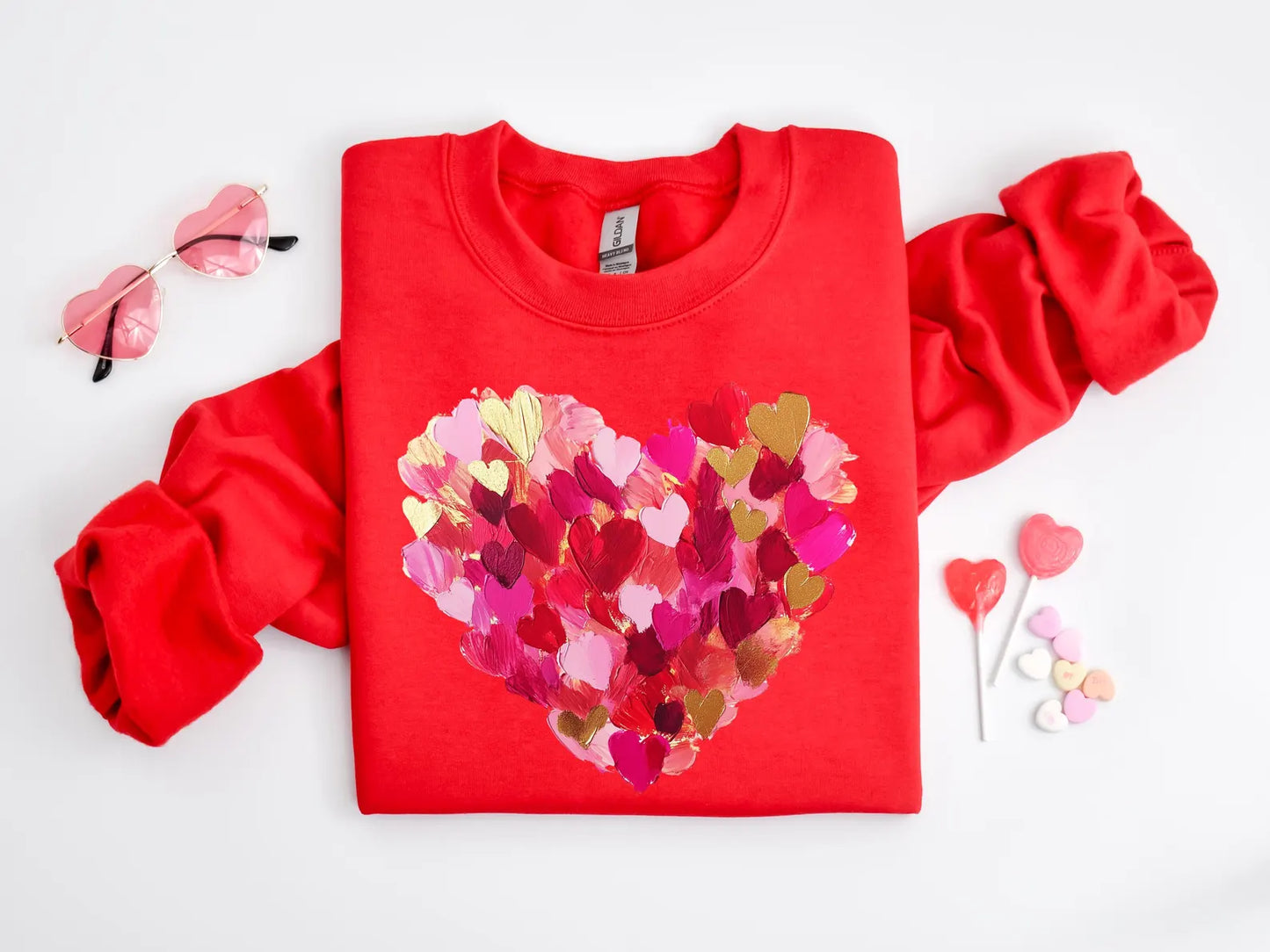 valentines day gift for her Cute Valentine brushstroke Sweatshirt heart tshirt love heart Watercolor Valentine Sweatshirt for women