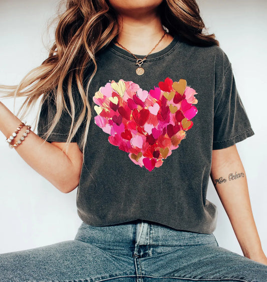 valentines day gift for her Cute Valentine brushstroke Sweatshirt heart tshirt love heart Watercolor Valentine Sweatshirt for women