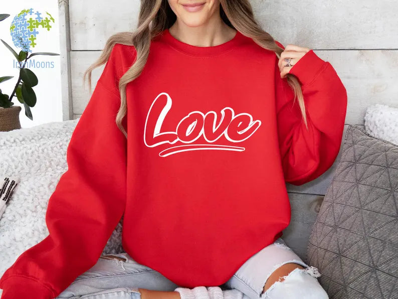 Love Sweatshirt, Heart Hoodie, Valentines Day Sweatshirt, Women's Sweatshirt, Couple Sweatshirt, Gift For Her, Love Hoodie