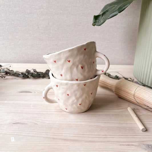 Mug with hearts, Handmade Coffee Mug, Ceramic Mug, Valentine's Day Mug, Mother's day gift