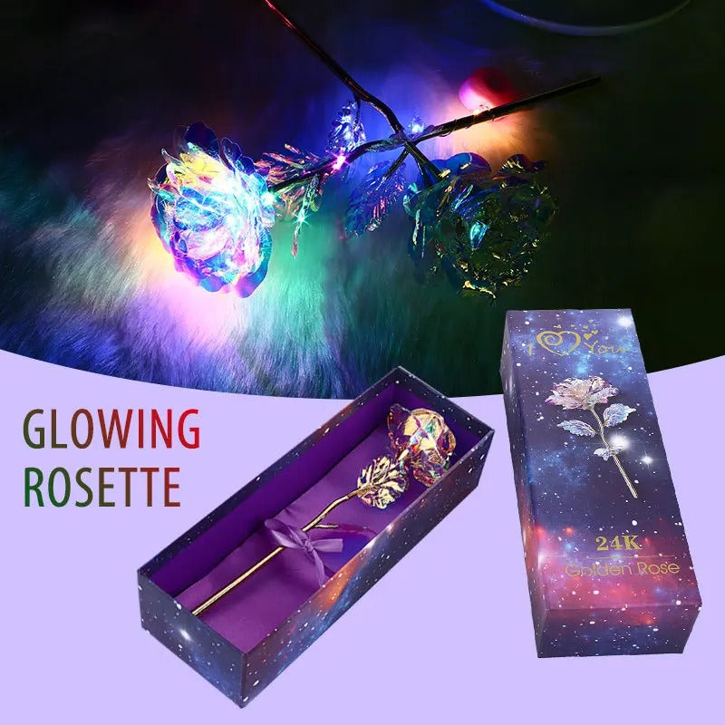 Artificial Crystal Flower with Light for Wife Girlfriend Gift,DIY Plated Rose Craft Gifts Box for Birthdays Anniversary Mother's