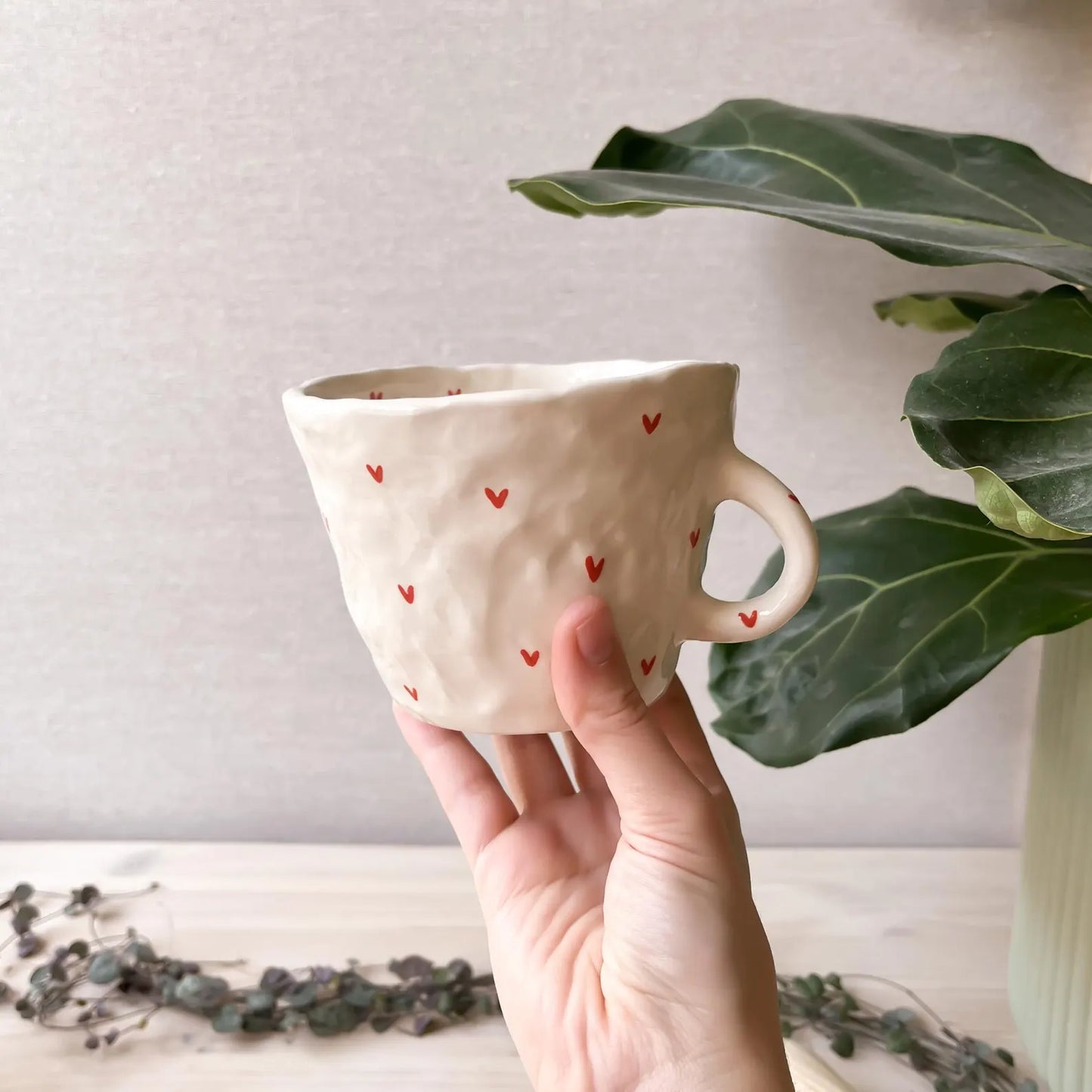 Mug with hearts, Handmade Coffee Mug, Ceramic Mug, Valentine's Day Mug, Mother's day gift